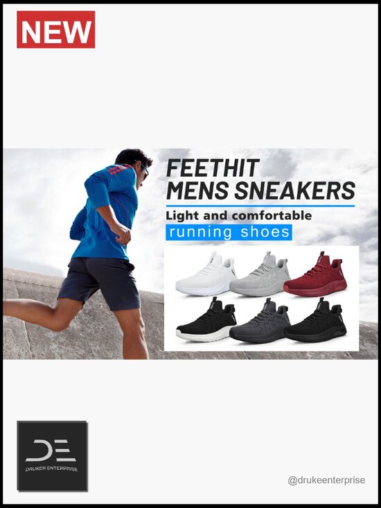 Non Slip Walking Sneakers Lightweight Breathable Slip On Running Shoes Athletic